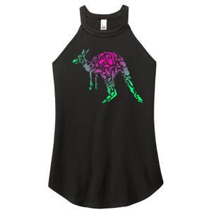 Australia Animal Lover Colorful Painting Kangaroo Women's Perfect Tri Rocker Tank