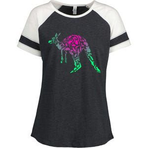 Australia Animal Lover Colorful Painting Kangaroo Enza Ladies Jersey Colorblock Tee