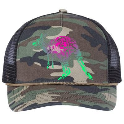 Australia Animal Lover Colorful Painting Kangaroo Retro Rope Trucker Hat Cap