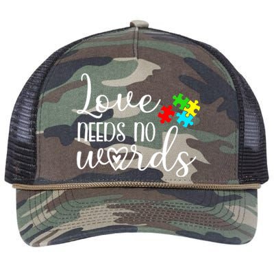 Autism Awareness Love Needs No Words Wo Be Kind Retro Rope Trucker Hat Cap