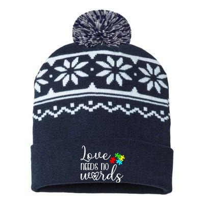 Autism Awareness Love Needs No Words Wo Be Kind USA-Made Snowflake Beanie