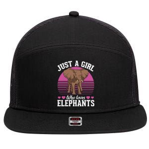 Africa Animal Lover Just A Who Loves Elephants Gift 7 Panel Mesh Trucker Snapback Hat