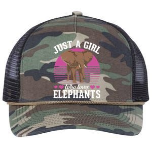 Africa Animal Lover Just A Who Loves Elephants Gift Retro Rope Trucker Hat Cap