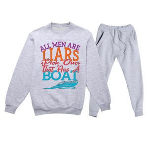 All Are Liars Pick One That Has A Boat Premium Crewneck Sweatsuit Set