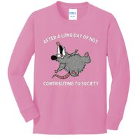 After A Long Day Of Not Contributing To Society Funny Quote Kids Long Sleeve Shirt