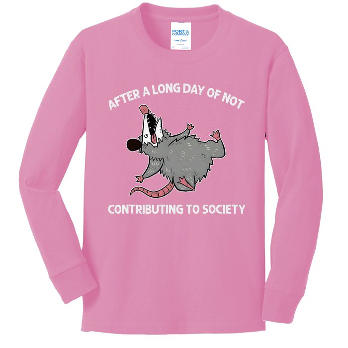 After A Long Day Of Not Contributing To Society Funny Quote Kids Long Sleeve Shirt