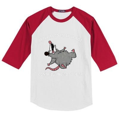 After A Long Day Of Not Contributing To Society Funny Quote Kids Colorblock Raglan Jersey