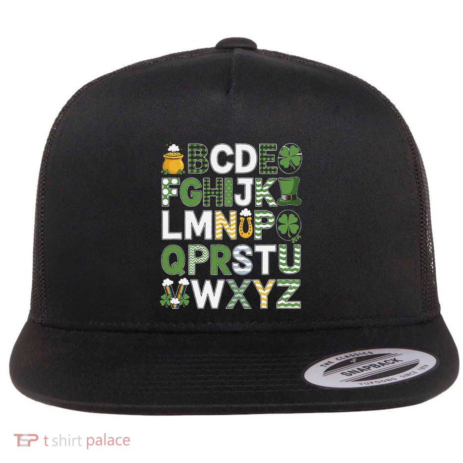 Abcs Alphabet Learning Preschool Shamrocks St. Patricks Day Flat Bill Trucker Hat