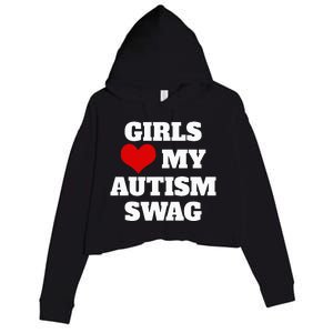  Autism Awareness Love My Autism Swag Funny  Crop Fleece Hoodie