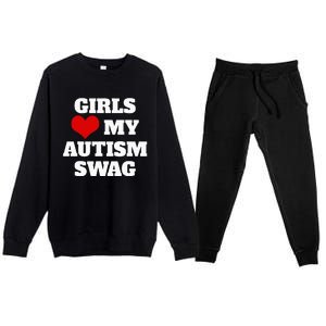  Autism Awareness Love My Autism Swag Funny  Premium Crewneck Sweatsuit Set