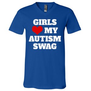  Autism Awareness Love My Autism Swag Funny  V-Neck T-Shirt