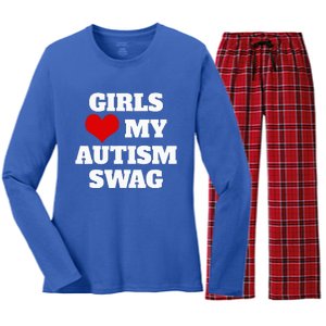  Autism Awareness Love My Autism Swag Funny  Women's Long Sleeve Flannel Pajama Set 