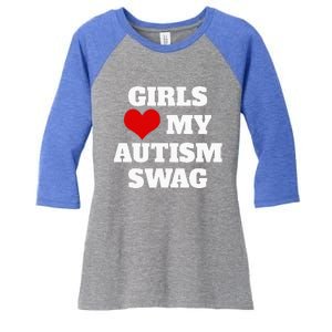  Autism Awareness Love My Autism Swag Funny  Women's Tri-Blend 3/4-Sleeve Raglan Shirt