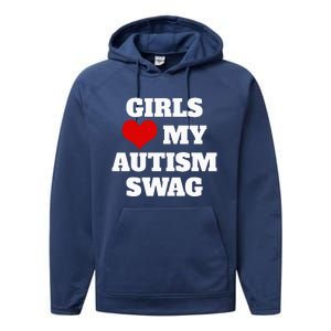  Autism Awareness Love My Autism Swag Funny  Performance Fleece Hoodie