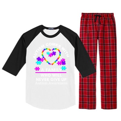 Autism Awareness Love Heart Puzzle Piece Great Gift Raglan Sleeve Pajama Set