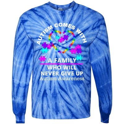 Autism Awareness Love Heart Puzzle Piece Great Gift Tie-Dye Long Sleeve Shirt