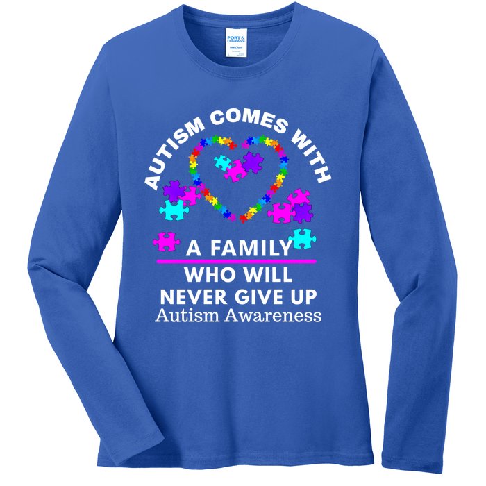 Autism Awareness Love Heart Puzzle Piece Great Gift Ladies Long Sleeve Shirt