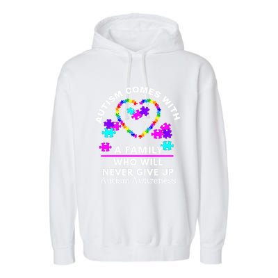 Autism Awareness Love Heart Puzzle Piece Great Gift Garment-Dyed Fleece Hoodie