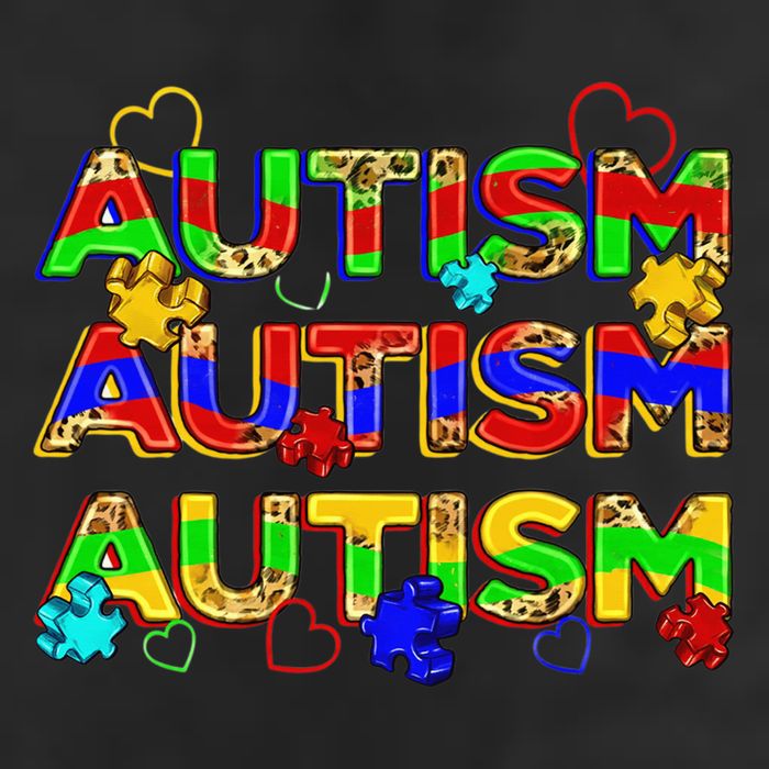 Autism Awareness Love Heart Puzzle Piece 7 Panel Mesh Trucker Snapback Hat