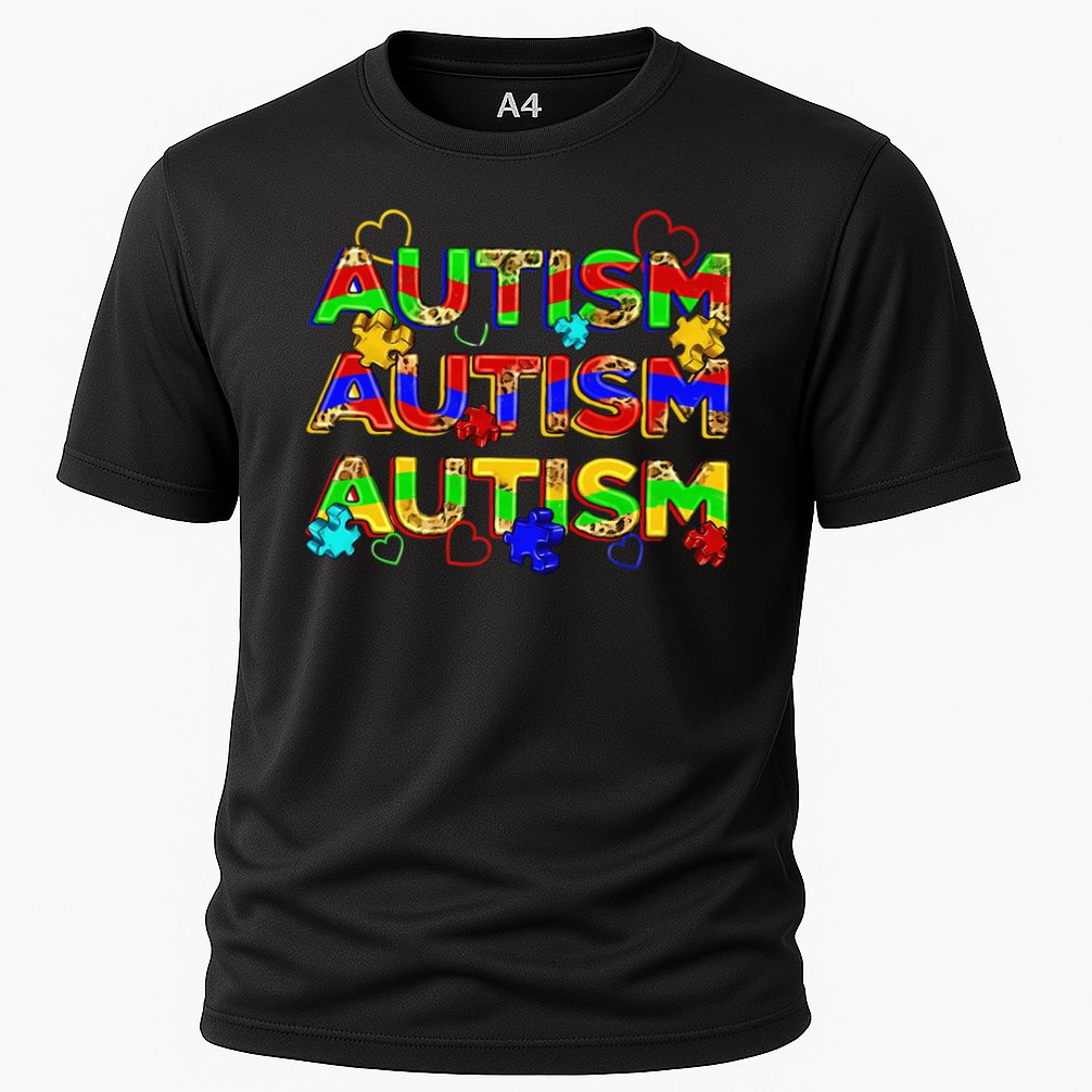 Autism Awareness Love Heart Puzzle Piece Cooling Performance Crew T-Shirt