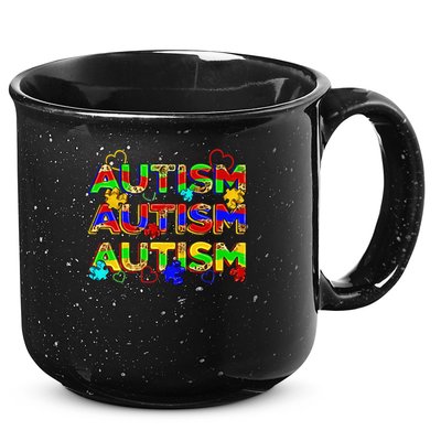 Autism Awareness Love Heart Puzzle Piece 15oz Campfire Ceramic Mug