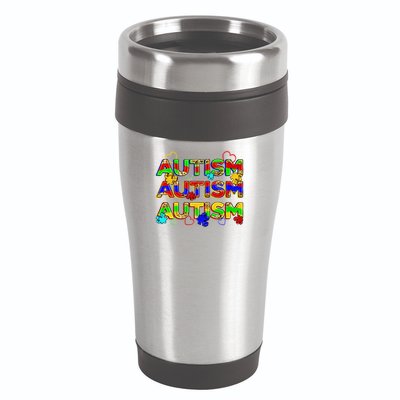Autism Awareness Love Heart Puzzle Piece 16oz Travel Tumbler