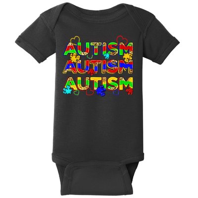 Autism Awareness Love Heart Puzzle Piece Baby Bodysuit