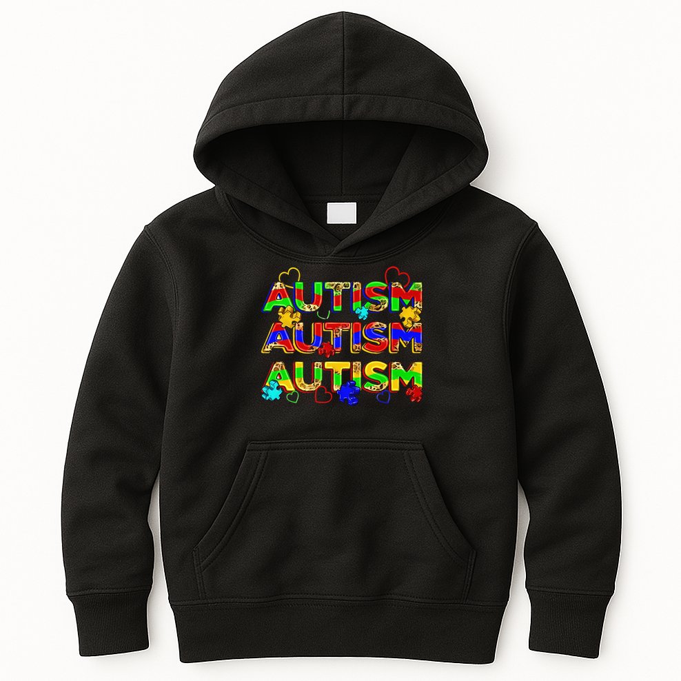 Autism Awareness Love Heart Puzzle Piece Kids Hoodie