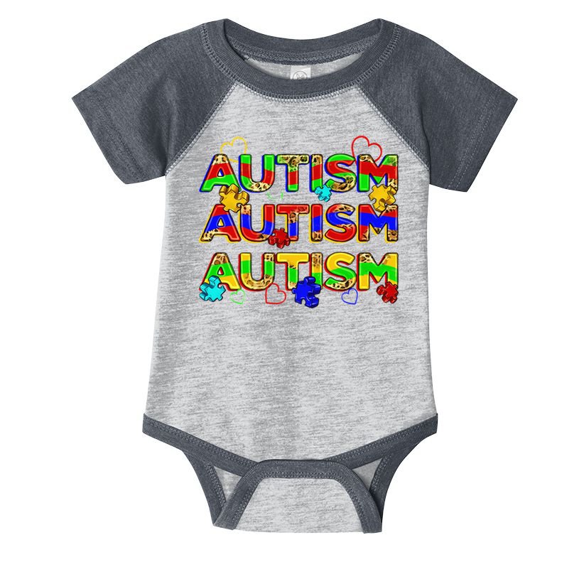 Autism Awareness Love Heart Puzzle Piece Infant Baby Jersey Bodysuit