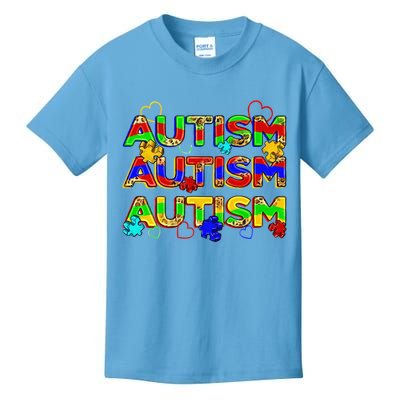 Autism Awareness Love Heart Puzzle Piece Kids T-Shirt