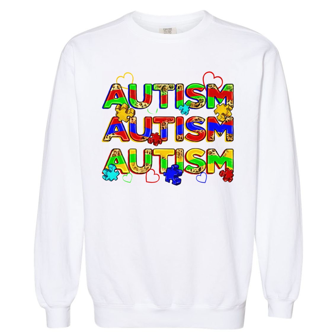 Autism Awareness Love Heart Puzzle Piece Garment-Dyed Sweatshirt