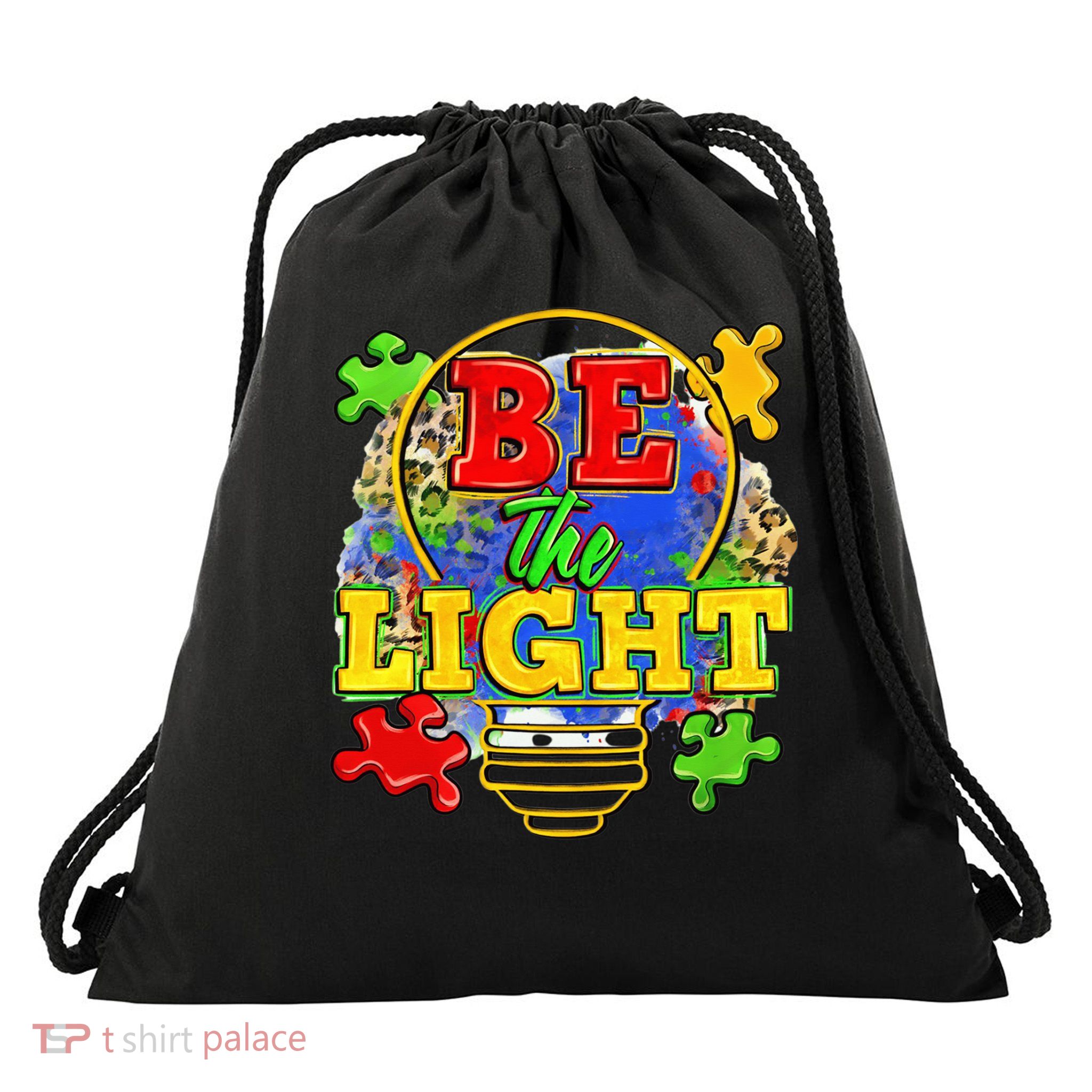 Autism Awareness Love Heart Puzzle Piece Drawstring Bag