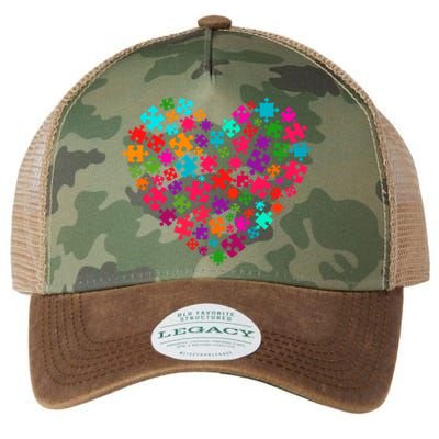 Autism Awareness Love Heart Puzzle Piece Valentine's Day Gift Legacy Tie Dye Trucker Hat