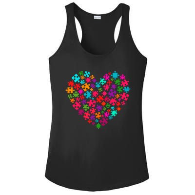 Autism Awareness Love Heart Puzzle Piece Valentine's Day Gift Ladies PosiCharge Competitor Racerback Tank