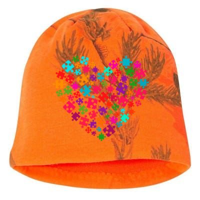 Autism Awareness Love Heart Puzzle Piece Valentine's Day Gift Kati - Camo Knit Beanie