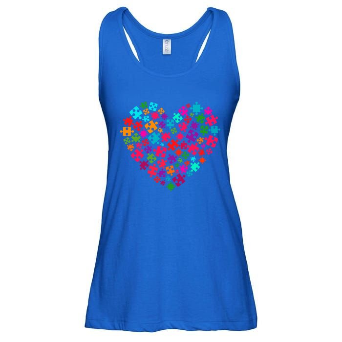 Autism Awareness Love Heart Puzzle Piece Valentine's Day Gift Ladies Essential Flowy Tank