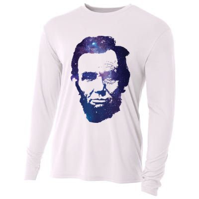 Abe Abraham Lincoln Galaxy Retro President 4th Of July Cooling Performance Long Sleeve Crew