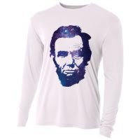Abe Abraham Lincoln Galaxy Retro President 4th Of July Cooling Performance Long Sleeve Crew