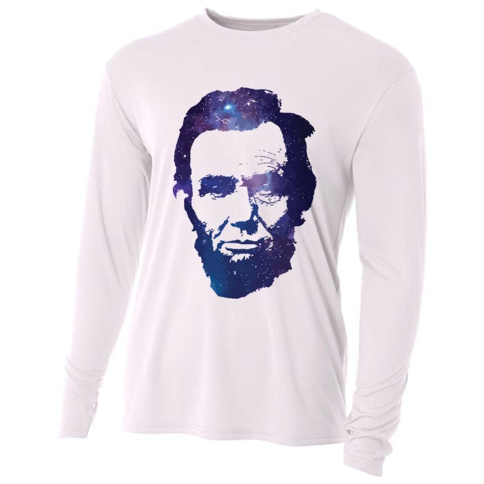 Abe Abraham Lincoln Galaxy Retro President 4th Of July Cooling Performance Long Sleeve Crew
