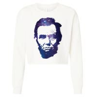 Abe Abraham Lincoln Galaxy Retro President 4th Of July Cropped Pullover Crew