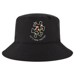 Autism Awareness Lets Grow Together Puzzle Flowers Autism Support Girl Gift Cool Comfort Performance Bucket Hat