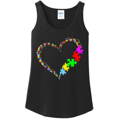 Autism Awareness Love Heart Puzzle Piece Valentines Day Ladies Essential Tank