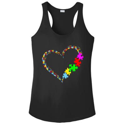 Autism Awareness Love Heart Puzzle Piece Valentines Day Ladies PosiCharge Competitor Racerback Tank