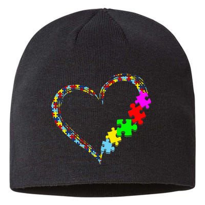 Autism Awareness Love Heart Puzzle Piece Valentines Day Sustainable Beanie