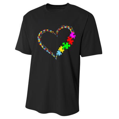 Autism Awareness Love Heart Puzzle Piece Valentines Day Performance Sprint T-Shirt