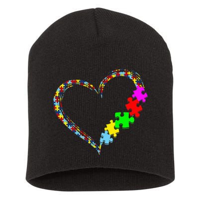 Autism Awareness Love Heart Puzzle Piece Valentines Day Short Acrylic Beanie