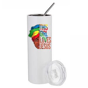 African American Loves Jesus Christian Black Meaningful Gift Stainless Steel Tumbler