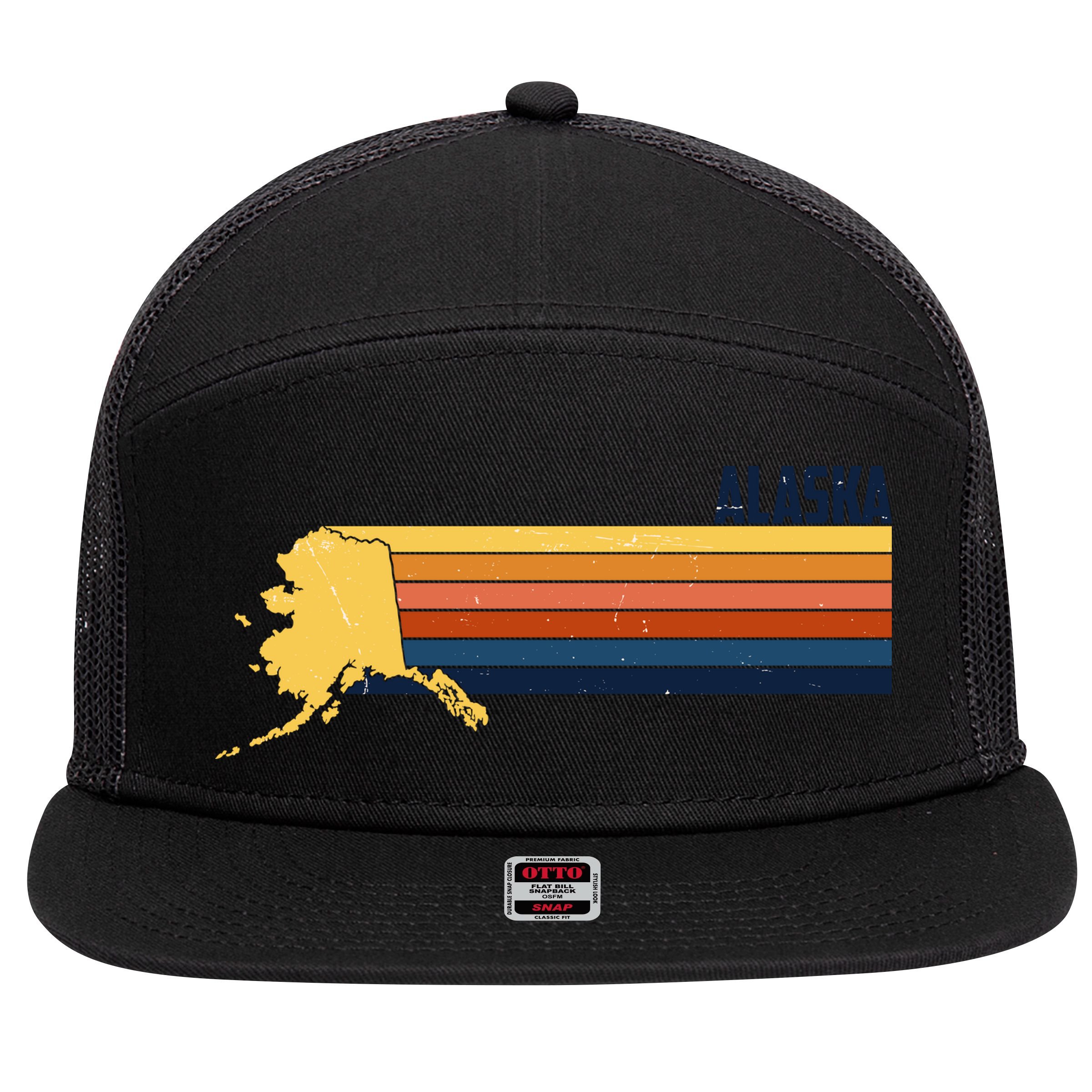 Retro Vintage Alaska 7 Panel Mesh Trucker Snapback Hat