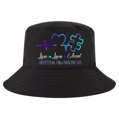 Autism Awareness Live Love Accept Puzzle Heartbeat Cool Comfort Performance Bucket Hat