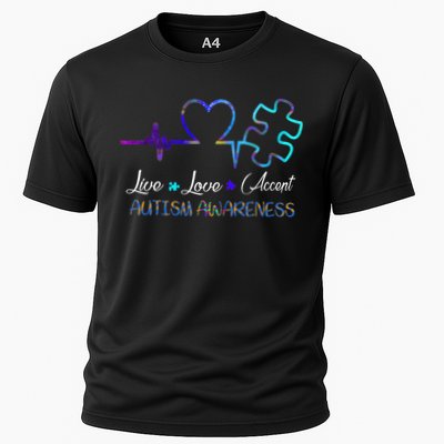 Autism Awareness Live Love Accept Puzzle Heartbeat Performance Shirt